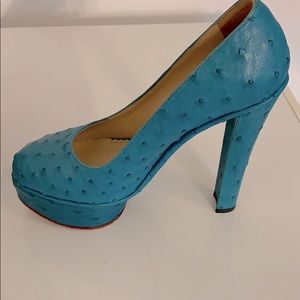 Charlotte Olympia ostrich leather heels